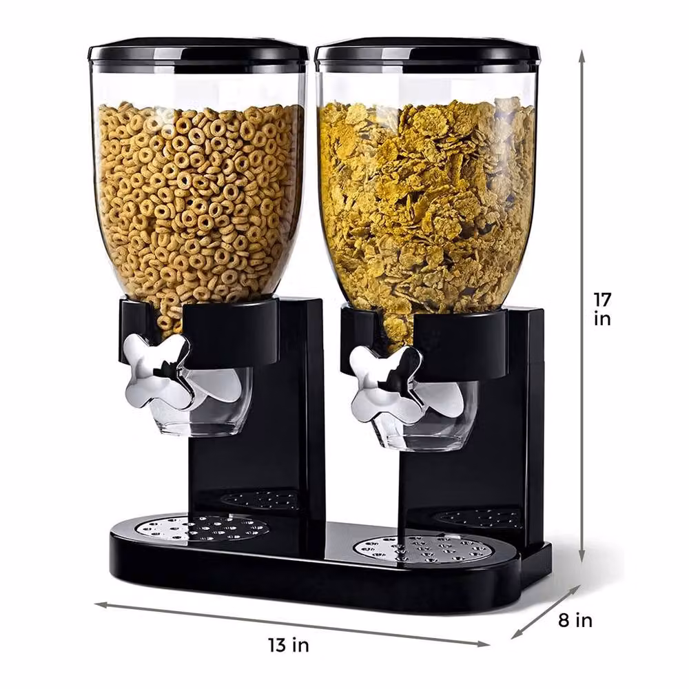 KORVIXA Double Cereal Dispenser Food Storage in Black, Width: 100 cm – 2