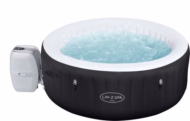 Lay-Z-Spa Miami AirJet Inflatable Round Hot Tub for 2-4 People, Black and White