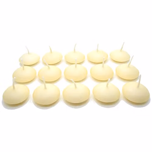 SolaDirect Unscented Ivory Matt Floating Wax Candles, Pack of 15