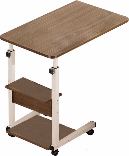 The Hot Sale Height Adjustable Mobile Side Table in Brown