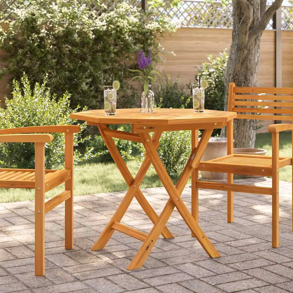 Berkfield Home Beautiful Folding Garden Table in Brown Solid Teak Wood, W/D/H: 85 x 85 x 76 cm – 2