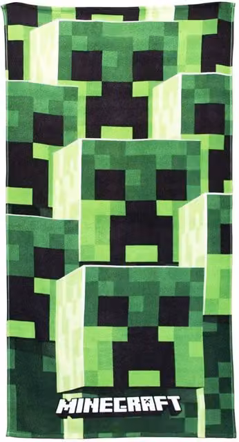 Minecraft Green Cotton Tower Towel, W/H: 70 x 140 cm