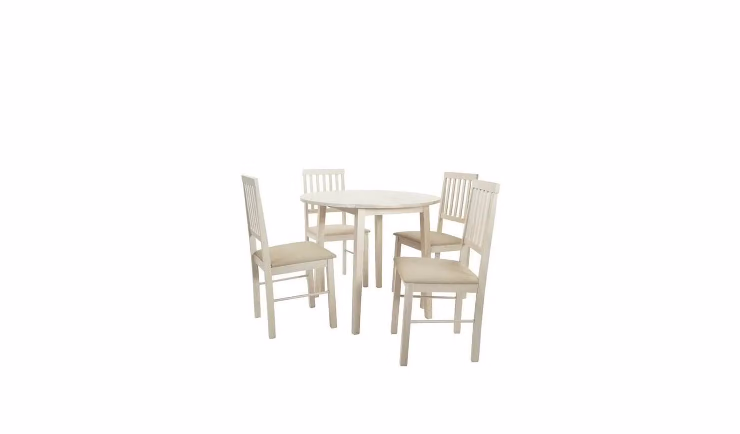 Kendal Round Extending Oak Dining Table and 4 Oak Chairs in Brown and White