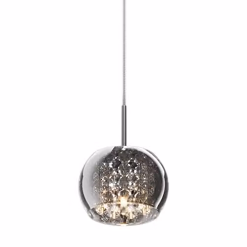 Zumaline Lighting Modern Suspended Sphere Pendant Light in Chrome and Transparent Glass