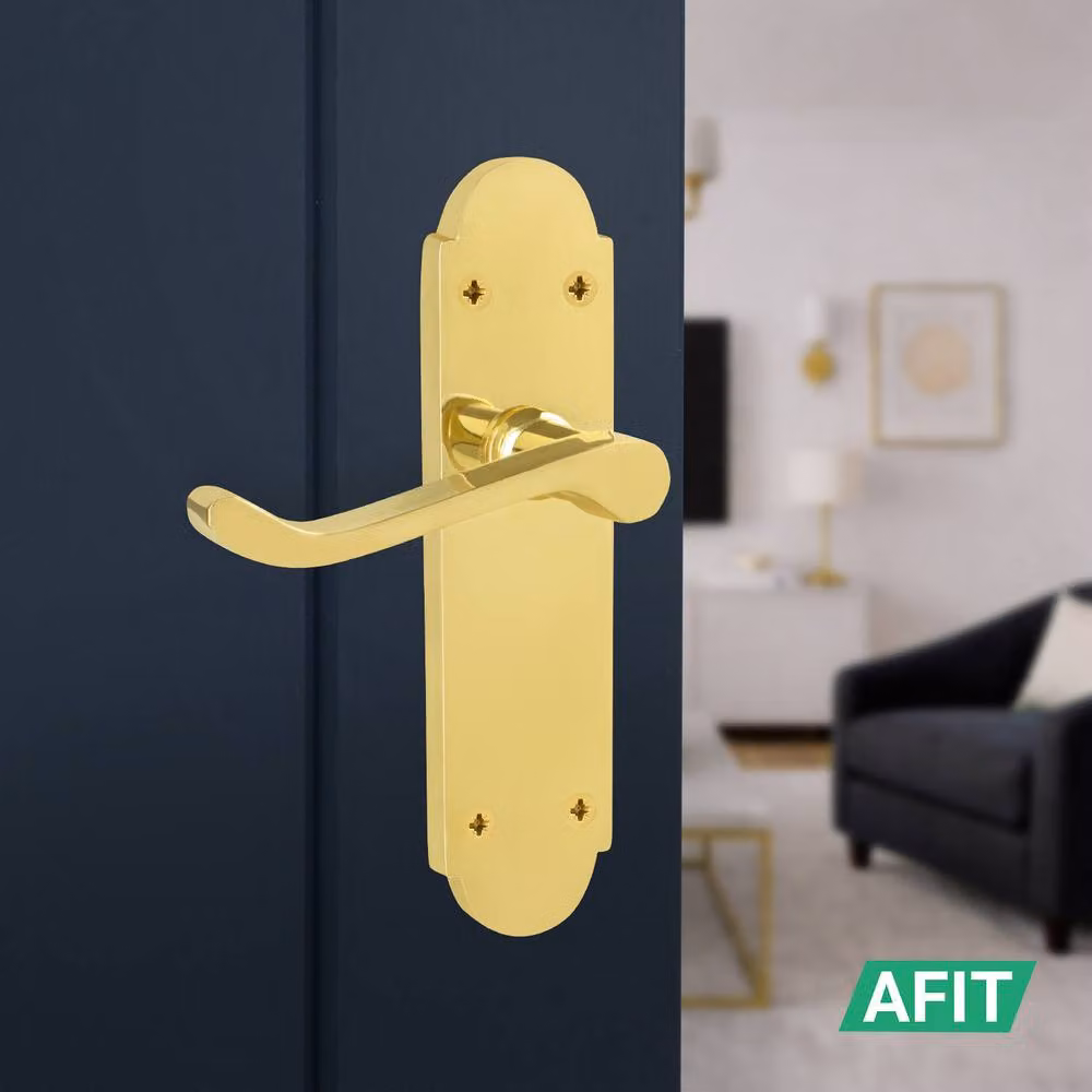 AFIT Polished Brass Door Handles with Latch, 4 Pairs in Gold, W/D/H: 15.0 x 15.0 x 1.7 cm – 2