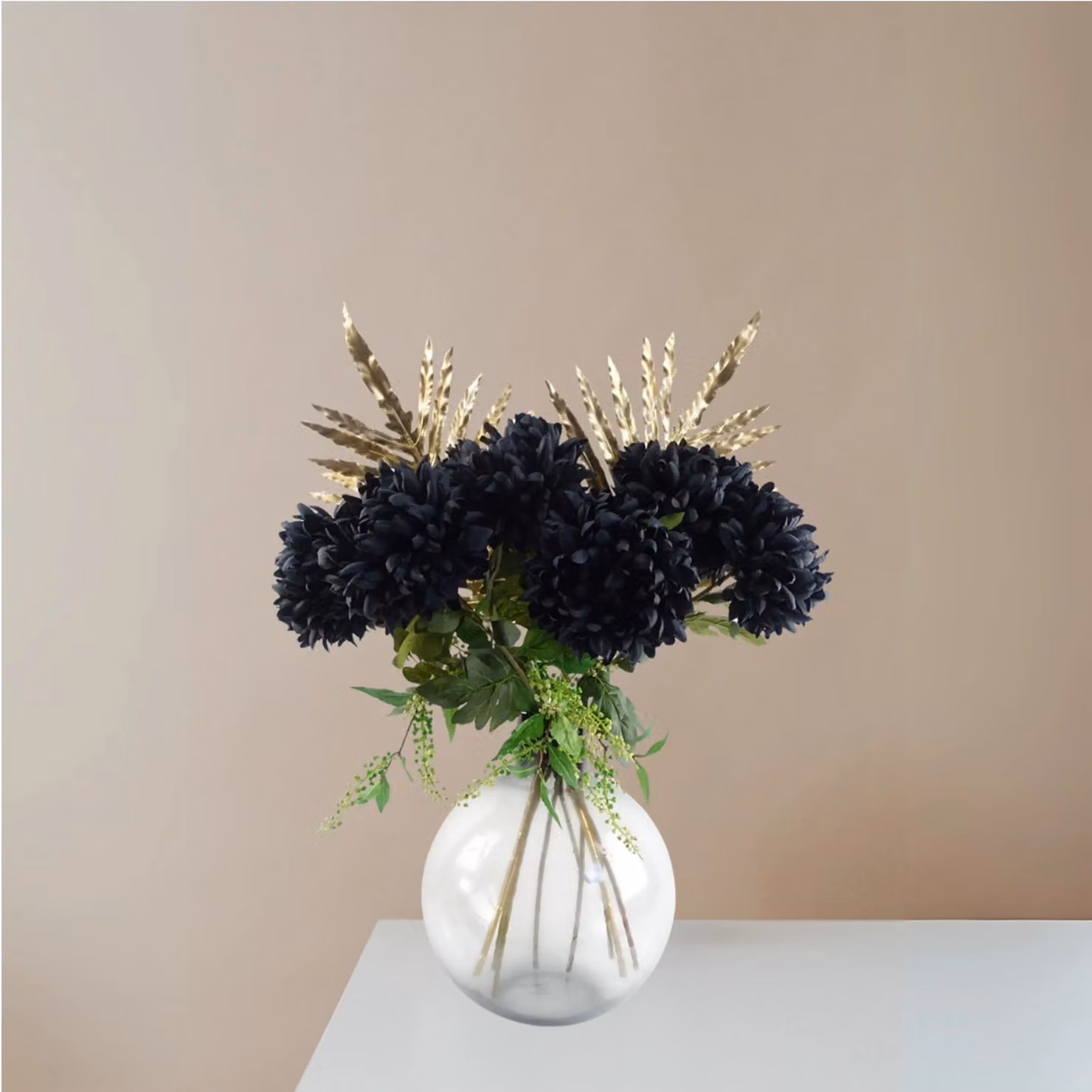 Pegdev Pack of 6 Black Reflex Chrysanthemum Artificial Silk Flowers, 75 cm – 3