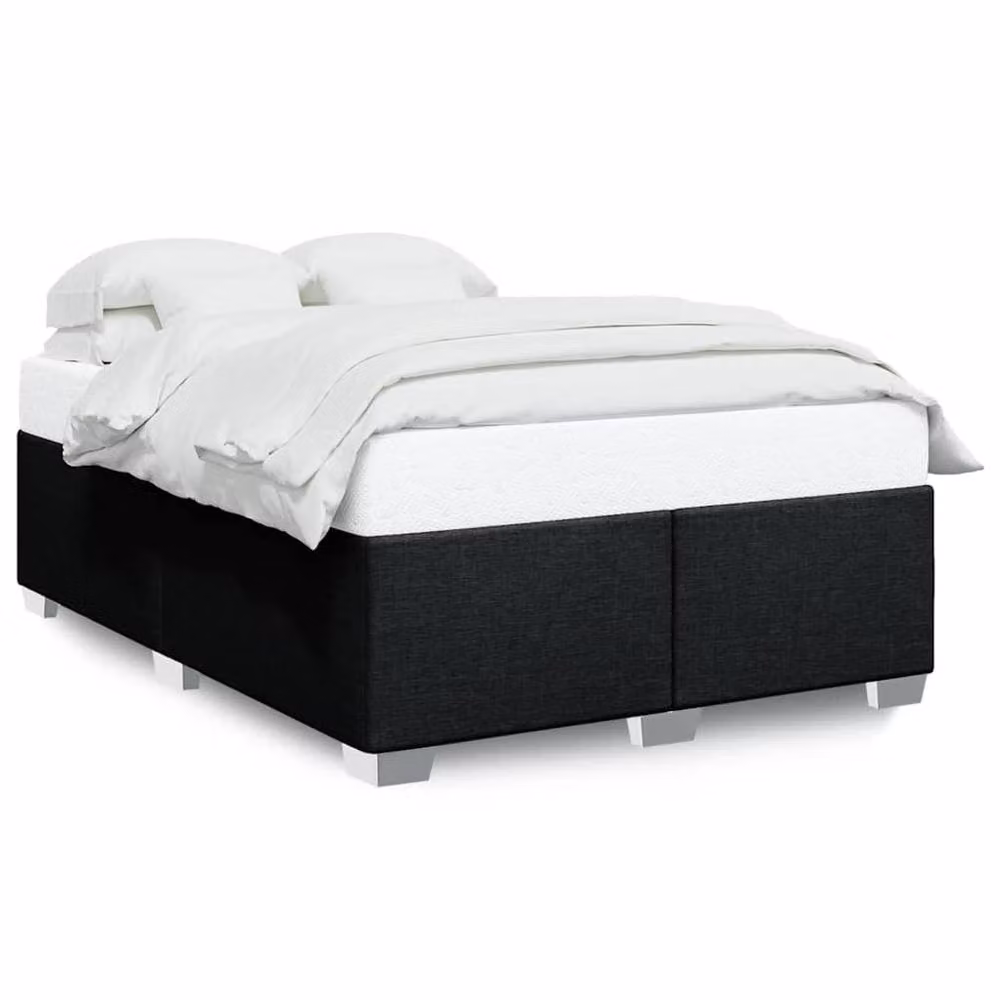 Berkfield Home Soft Fabric Bed Frame in Black, Double, W/D/H: 140 x 200 x 46 cm – 3