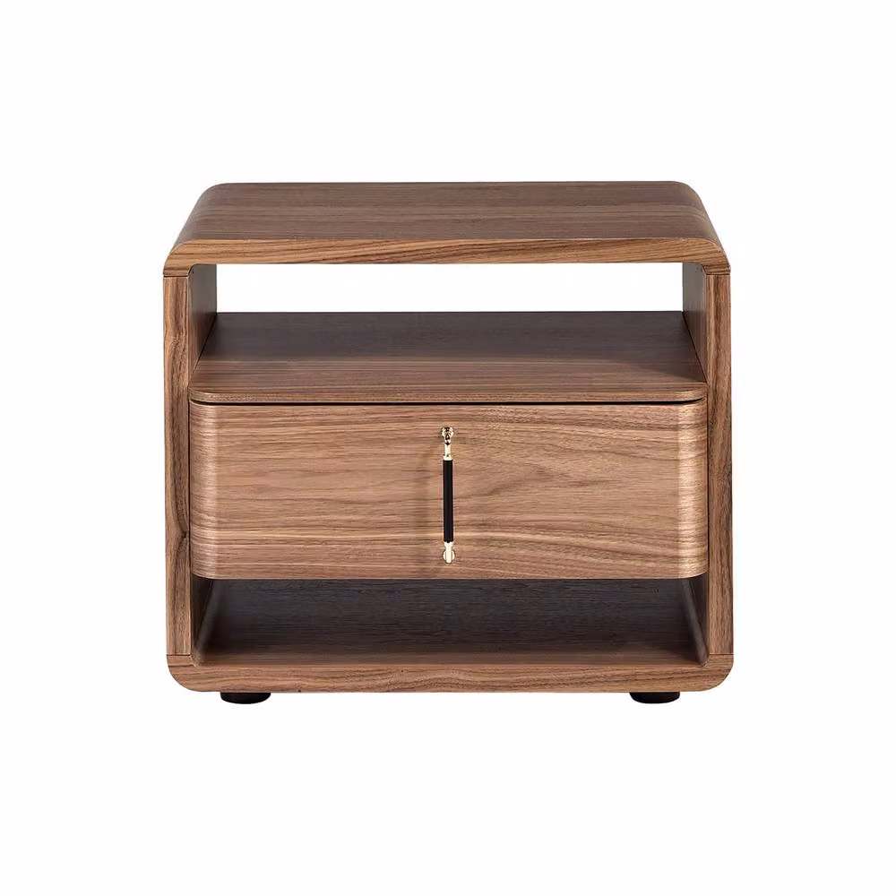Angel Cerda Modern Bedside Table in Walnut with Soft Close Drawers, W/D/H: 60 x 43 x 50 cm – 2