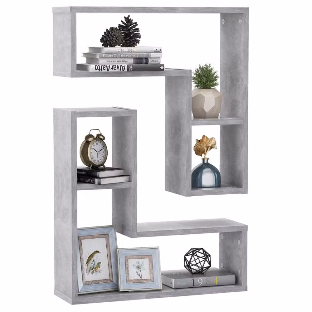 Berkfield Home Wall Mounted Cube Shelves, 2 Pack, Concrete Grey, W/D/H: 50 x 15 x 50 cm – 3