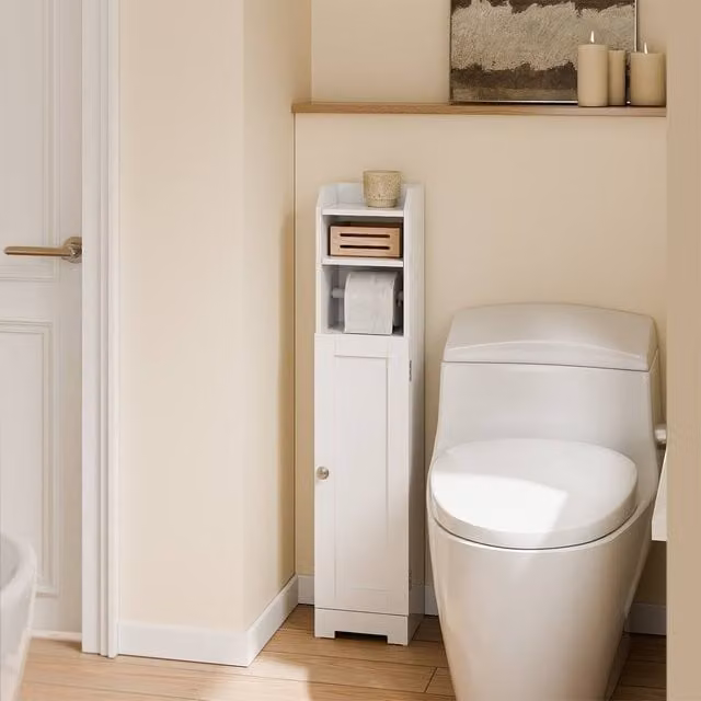 SoBuy White Wall Mounted Bathroom Storage Cabinet with Hinged Doors and Internal Shelves