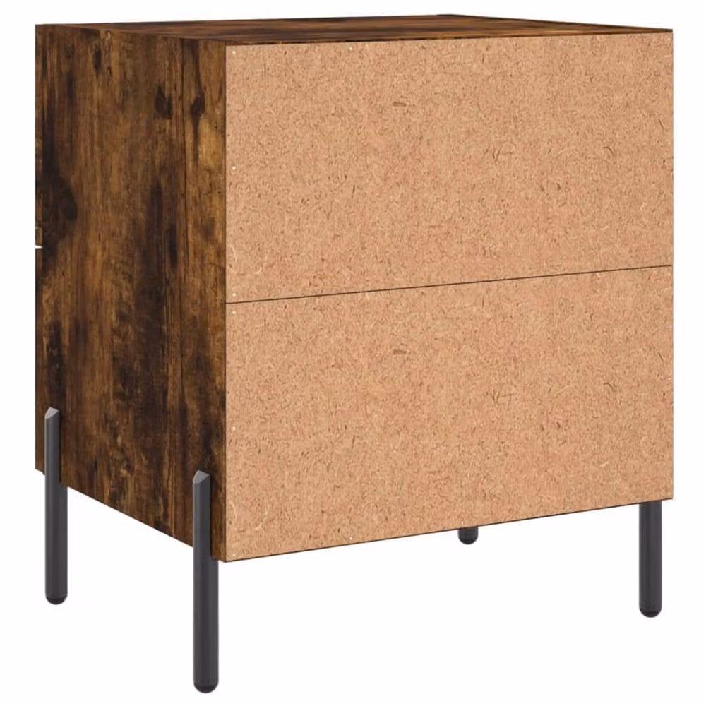 Berkfield Home Set of 2 Smoked Oak Bedside Cabinets in Brown, W/D/H: 40 x 35 x 47.5 cm – 3