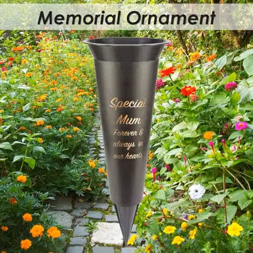 VFM e-Store Memorial Ornament Flower Pot, Black, W/D/H: 32.5 x 10 x 10 cm – 2