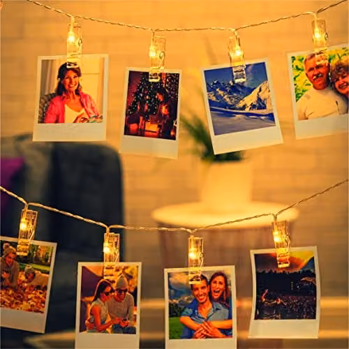Netagon LED Battery Powered Clip String Lights in Warm White and Transparent