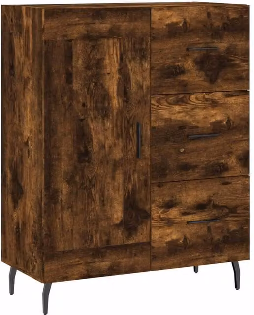 Berkfield Home Modern Smoked Oak Sideboard in Brown, W/D/H: 69.5 x 34 x 90 cm