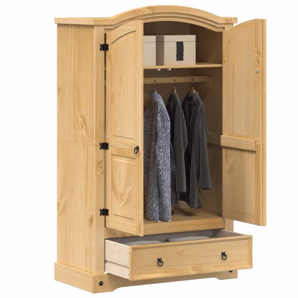 Berkfield Home Corona Wardrobe in Beige Solid Waxed Pine, W/D/H: 101 x 52 x 170 cm – 2