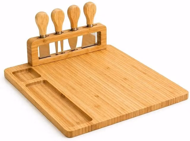 Ventryn Brown Bamboo Wood Rectangular Charcuterie and Cheese Board Set – 1