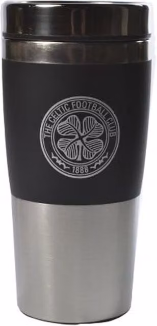 Celtic FC Executive Metallic Travel Mug with Lid in Black, 450 ml