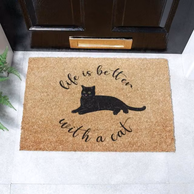 Artsy Mats Life Is Better With A Cat Doormat, Brown, W: 60 cm, D: 40 cm – 1