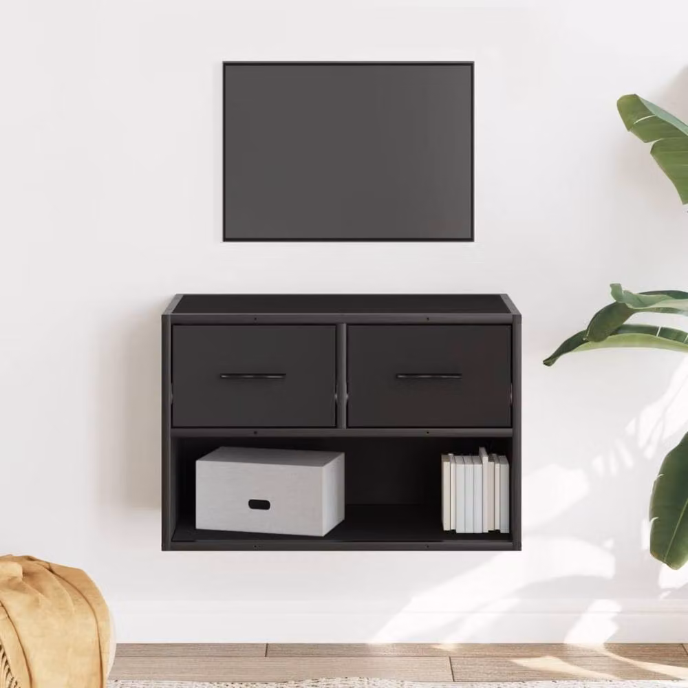 Berkfield Home Modern Black TV Cabinet in MDF and Metal, W/D/H: 60 x 31 x 39.5 cm – 2