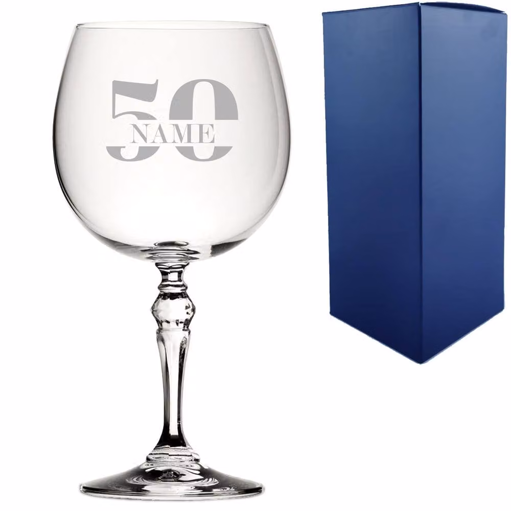 Uniqueful Personalised Crystal Gin and Tonic Cocktail Glass in Clear Glass – 1