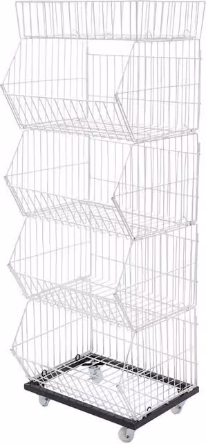 VOGREX 5-Tier Freestanding Metal Retail Display Rack for Fruit, Vegetables and Snacks in White