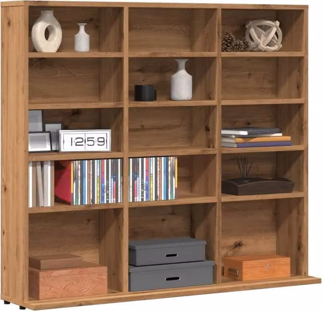 Berkfield Home Artisan Oak CD Cabinet, Brown, W: 100 cm, D: 23 cm, H: 89.5 cm – 1