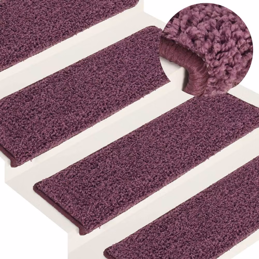 Berkfield Home Decorative Carpet Stair Treads, 15 Pieces, Dark Purple, W: 65 cm, D: 21 cm, H: 4 cm – 2