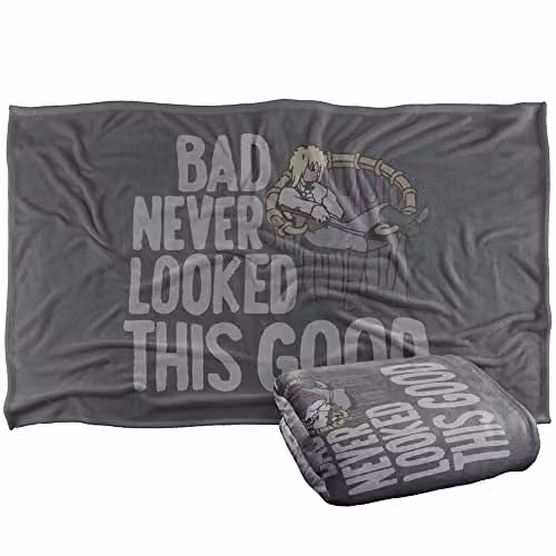 LOGOVISION Jim Henson Labyrinth Bad Never Looked This Good Super Soft Fleece Throw Blanket, Multicolour and Grey, W/D/H: 91 x 147 cm