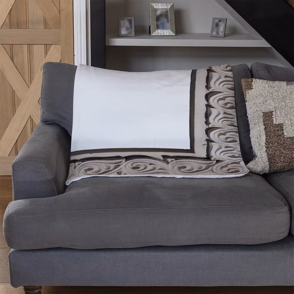Benjamin Tate Design Fleece Concrete Frame Blanket in Brown, Beige or White, W/D/H: 120 x 150 cm – 2