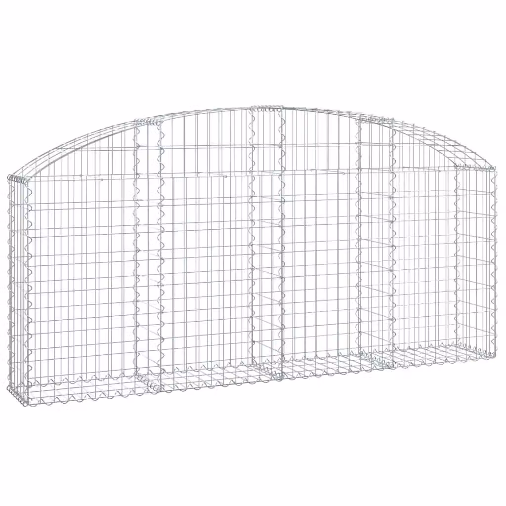 Berkfield Home Arched Gabion Basket in Silver Galvanised Steel, W: 200 cm, D: 30 cm, H: 80-100 cm – 2