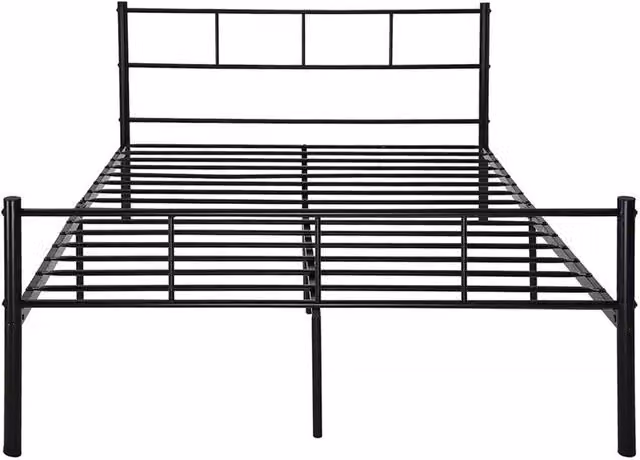ERGOVEXA Modern Metal Double Bed Frame in Black, W/D/H: 140 x 200 cm