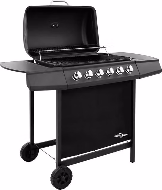 Berkfield Home 6 Burner Gas BBQ Grill with Cart and Thermometer, Black – 1