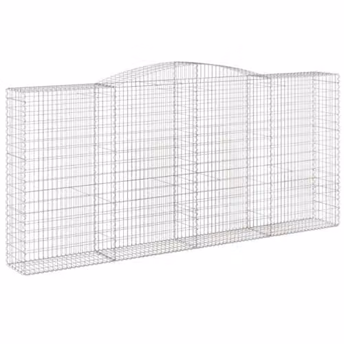 vidaXL Galvanised Steel Wire Gabion Baskets in Silver, W: 400 cm, D: 50 cm, H: 180-200 cm