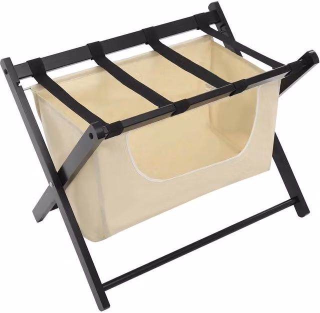 VOGREX Folding Luggage Suitcase Stand with Storage Shelf in Beige – 1