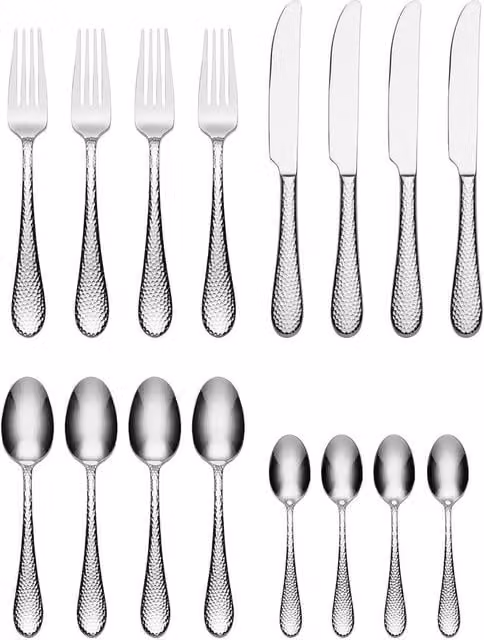 Oneida Tibet 16 Piece Polished Stainless Steel Cutlery Set in Silver