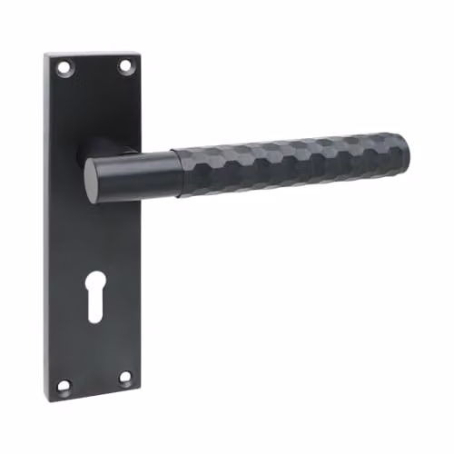 Golden Grace Knurled Hex Door Handle and Hinges Set in Matt Black Zinc Alloy – 2