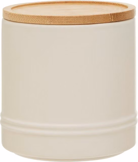 Fenwick Airtight Ceramic Storage Canister with Bamboo Lid in Beige