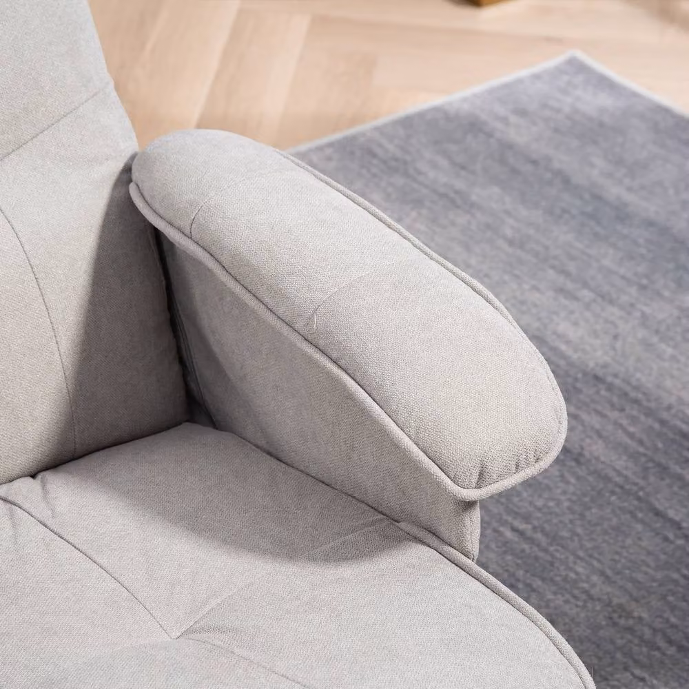 STILVORA Modern Grey Fabric Recliner Chair with Matching Ottoman and 360 Degree Swivel Function – 5