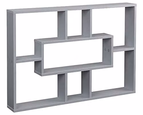 Spot On Dealz Grey Multi-Compartment Wall Mounted Floating Shelf for Living Room or Bedroom