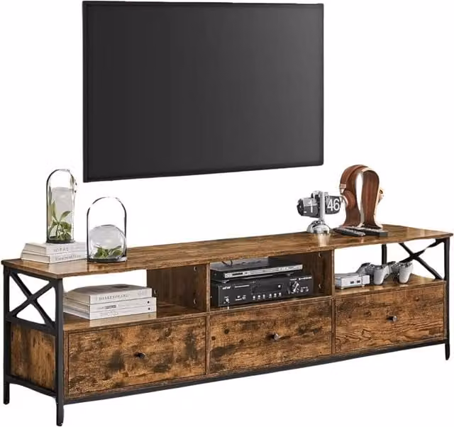 Pirlo Plush Industrial TV Stand in Brown and Black