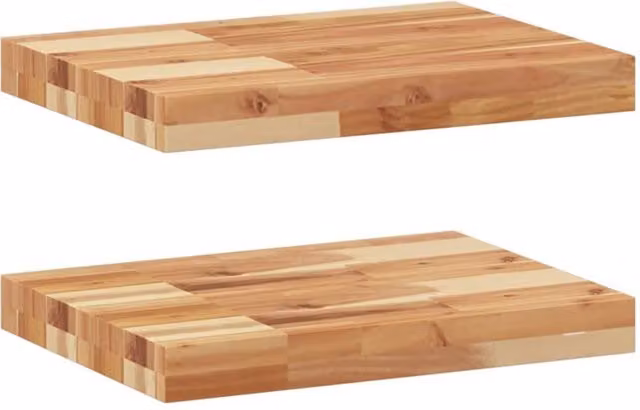 Berkfield Home Set of 2 Brown Oil Finished Solid Wood Acacia Floating Shelves, W: 60 cm, D: 30 cm, H: 4 cm – 1