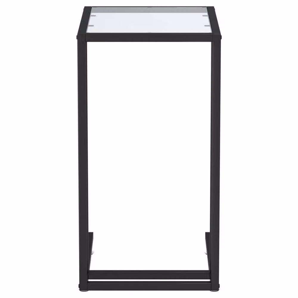 Berkfield Home Modern Computer Side Table in Clear Tempered Glass with Black Metal Sled Base, W: 50 cm, D: 35 cm, H: 65 cm – 3