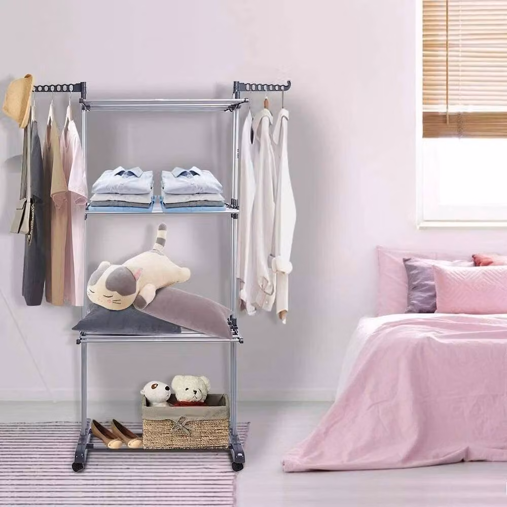 Kelvenix Grey 3 Tier Folding Clothes Airer Horse on Wheels – 3