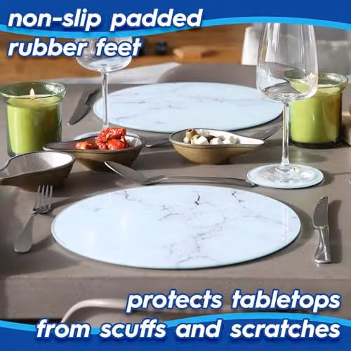 Harbour Housewares Set of 6 White Marble Effect Square Glass Coasters, Diameter: 10 cm – 2