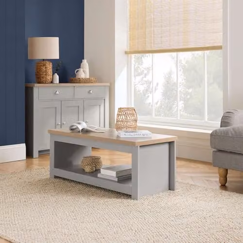 Birlea Highgate Rectangular Shabby Chic Coffee Table in Grey and Oak – 2