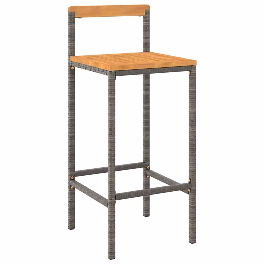 Berkfield Home 9 Piece Grey Poly Rattan and Solid Acacia Wood Garden Bar Set – 3