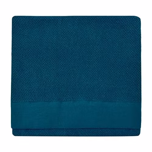Riva Home Textured Weave Oxford Panel Cotton Bath Towel in Blue, W/D/H: 70 x 130 cm