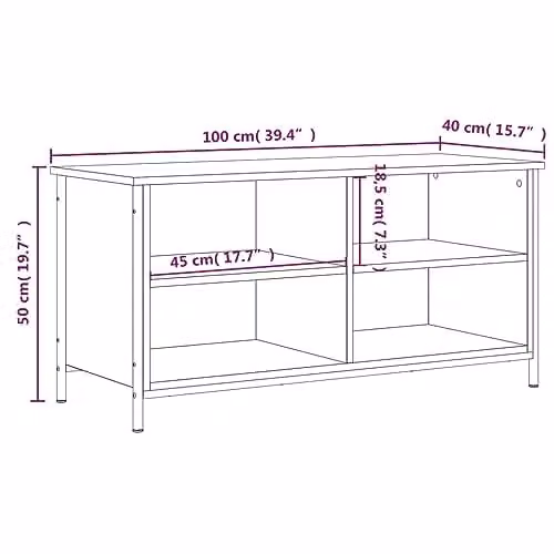 vidaXL Industrial Style TV Cabinet in Brown Oak with Open Compartments, Made of Wood and Metal