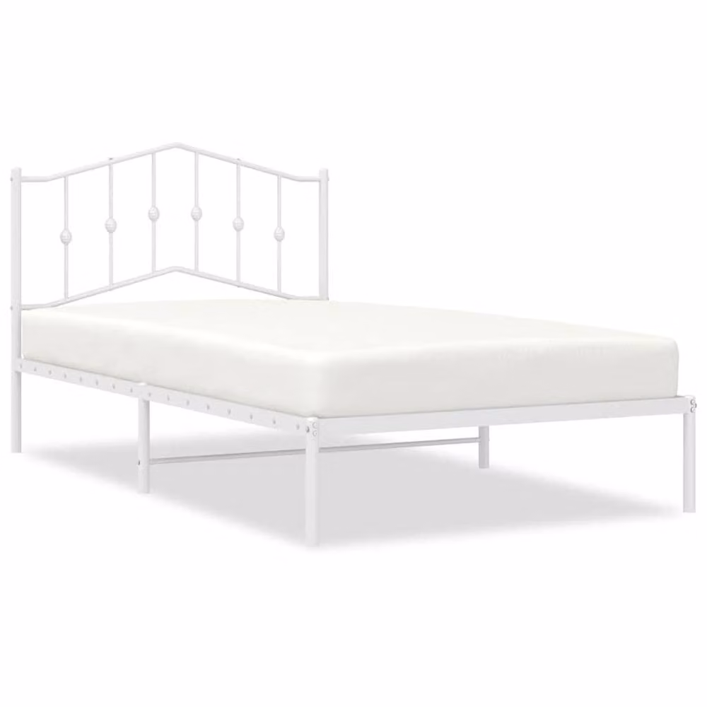 Berkfield Home Metal Bed Frame with Headboard in White, W/D/H: 100 x 200 cm – 2