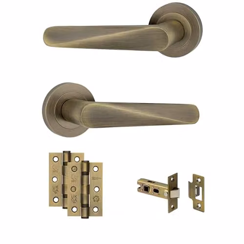 AXS Hardware Detroit Internal Door Handle Pack in Antique Brass Aluminium with 127mm Lever and Concealed Fix – 1